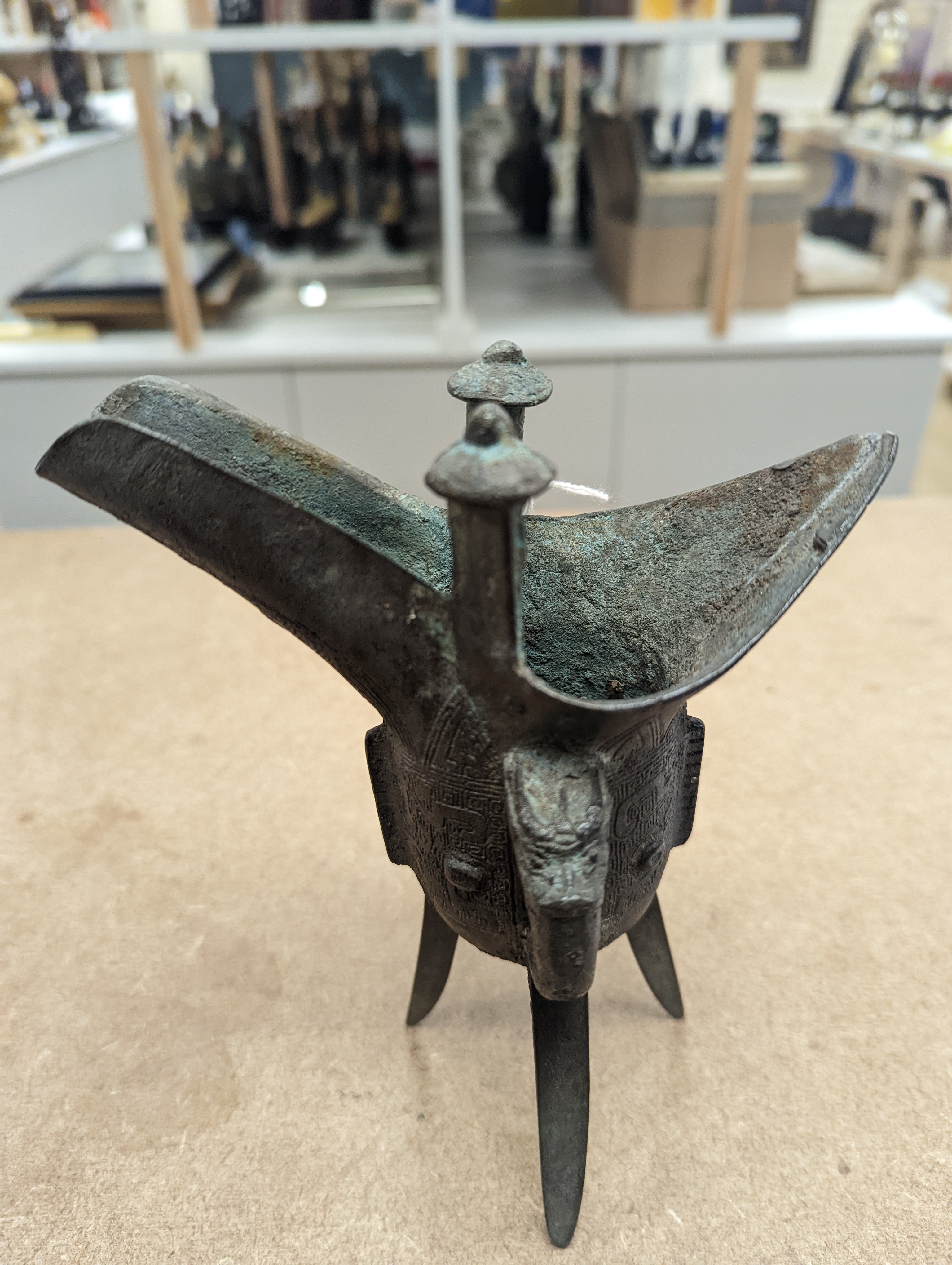 Two Chinese bronze tripod vessels, Qing or later, tallest 19cm